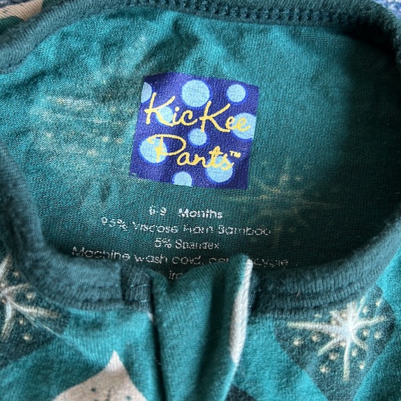 Kickee Pants 6-9 month Coverall Zip-Up Christmas Ornaments Green Print - Picture 4 of 15